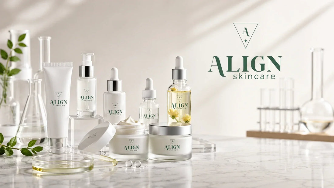 Medical grade skincare products arranged in a clean clinical-inspired setting